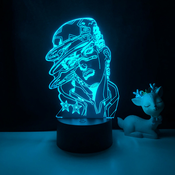 JUSTUP 3D illusjonslampe Anime JoJo's Bizarre Adventure nattlys med fjernkontroll for soverom dekorative gutter jenter bursdag jul -- Patter