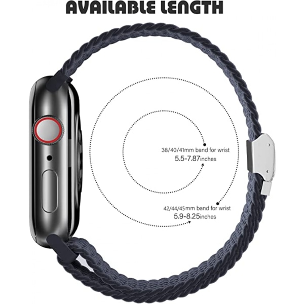 För flätad ögla för Apple Watch-band 42 mm 44 mm 45 mm kvinnor/män, Solace Elastics Stretch Nylon Sport Strap armband för iWatch-band serie 7 6 5 4