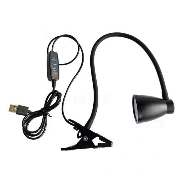 Klips på lys, læselys klips til hovedgærde/lysfarve kan ændres/natteseng læselampe klips på skrivebord og computer，USB LED lille bordlampe（sort）