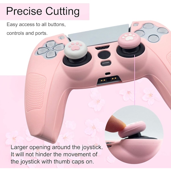 Skin för PS5-kontroll Grip Cover Anti-Slip Silikon Skydd Gummi Case Söt Kawaii Tillbehör Set Gamepad Joystick Skal med 2 Tumgreppskåpor