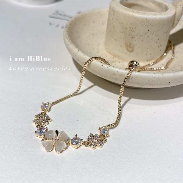 Fødselssten Kæde Link Armbånd til Kvinder Pige Heldig Firkløver Ædelsten Fint Smykke Lykke Shamrock Fødselsdagsgave