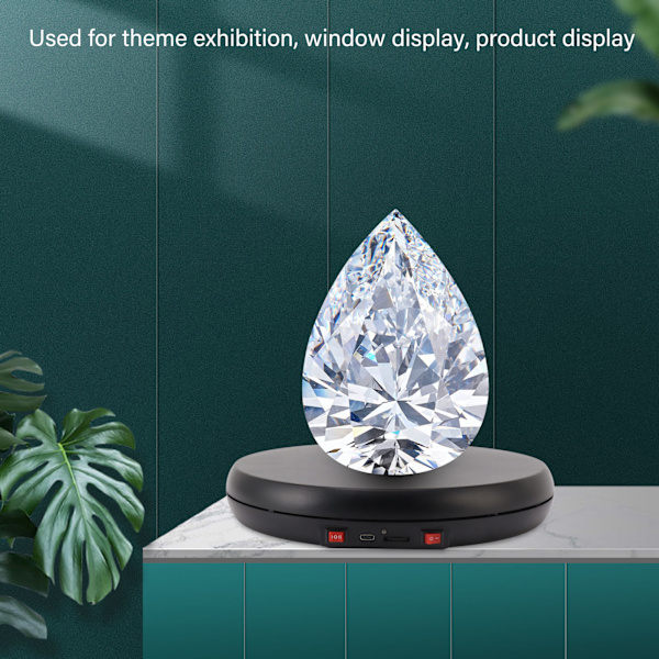 Elektrisk roterende displaybord LED-lys 25 cm støjsvag 20 kg bæreevne drejeskive displaystativ til smykker sort