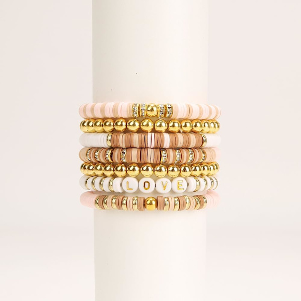 Armbandssats vänskap guld pärlor lera pärlor smycken och armbandssats för tonårsflickor charm armbandssats med bokstavspärlsats för Multicolour6
