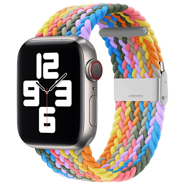 Kompatibel med Apple Watch-reimer 38mm 40mm 41mm, elastiske flettede sololøkker Elastiske kvinner Menn Erstatning Sport Armbånd ，med rustfritt stål
