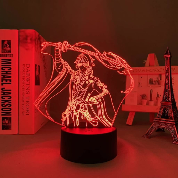 LED-lys Genshin Impact Kamisato Ayato Anime 3D Illusions nattlampe Hjemmerom dekor Akryl LED-lys Julegave lamper (16 farger med fjernkontroll)