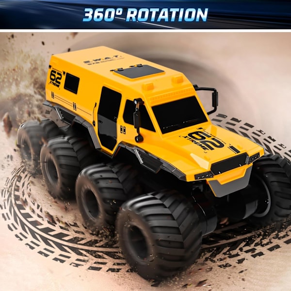 Kauko-ohjattava auto, 1:12 mittakaavan RC-maastoauto 8 pyörää 2,4 GHz RC-maasturi pojalle, maastoajoon sopiva vedenpitävä sähköleluauto 2 ladattavalla akulla