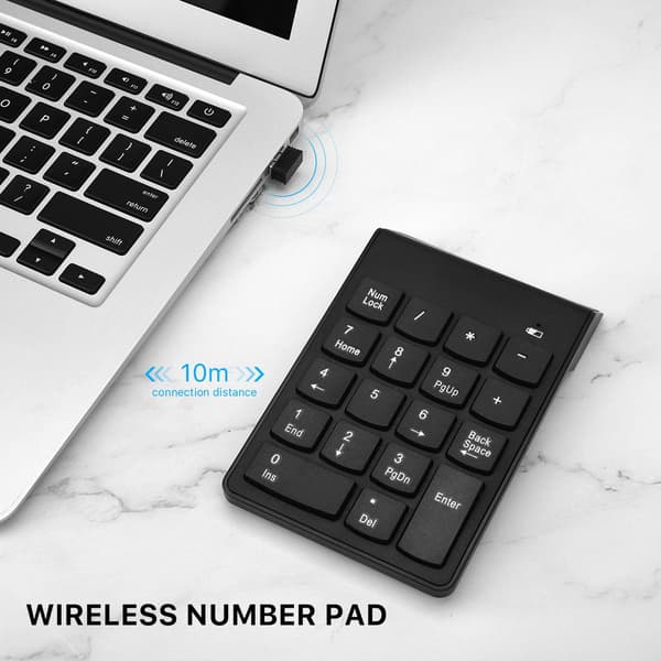 Trådløst numerisk tastatur 18 taster Bærbart nummertastatur med 2,4G Mini USB-mottaker for bærbar PC, stasjonær PC, Surface Pro