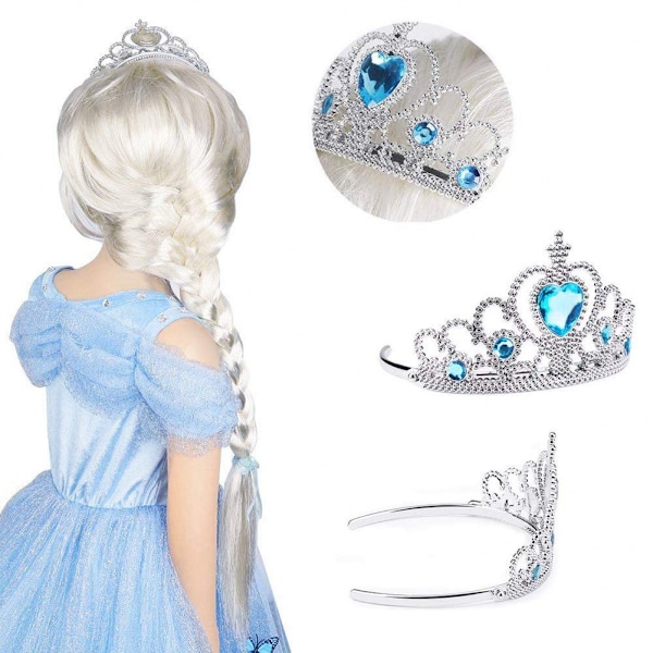 Puku Tiara Kruunusetti Prinsessan Puvustusjuhliin (8 Väriä), Keltainen + Tummansininen + Vihreä + Vaaleanpunainen + Valkoinen + Punainen + Taivaansininen + Violetti