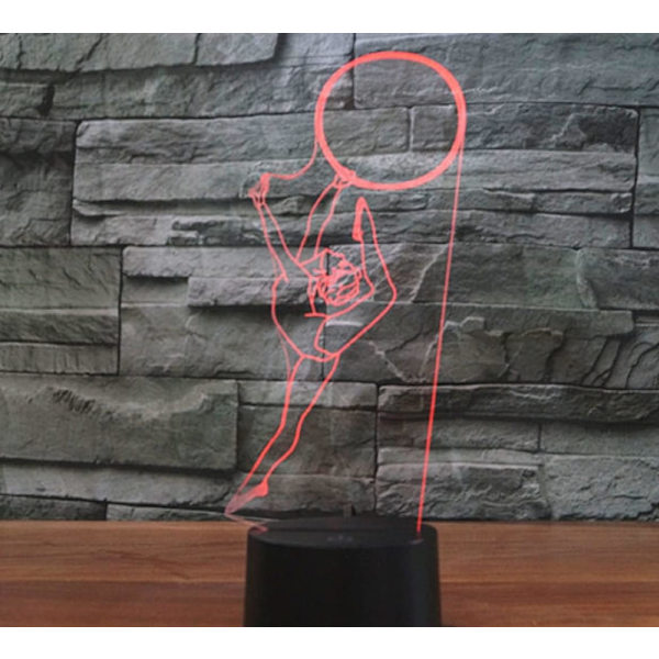 3D Gymnastikflicka Fjärrkontroll 16 Färger Nattlampor Illusion Akryl LED Bord Sänglampa Barn Sovrum Skrivbordsdekoration Födelsedagspresenter Leksak