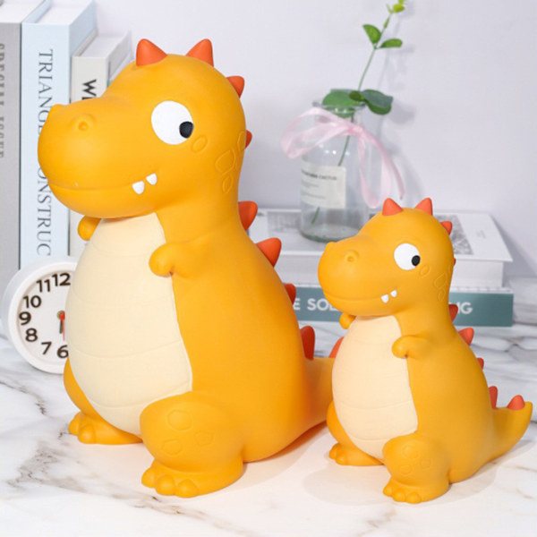 Dinosaurie Spargris Söt Cartoon Pengar Spara Box Fall Motstånd Pengar Mynt Bank Skrivbord Dekoration Pojkar Flickor Present Yellow Large
