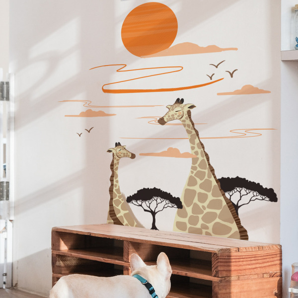 Aurinkokirahvi seinätarra Suloinen luova eläinseinätarra Irrotettava taidekoristeseinämaalaus lapsille Makuuhuoneen asuinkodin seinien koristelu