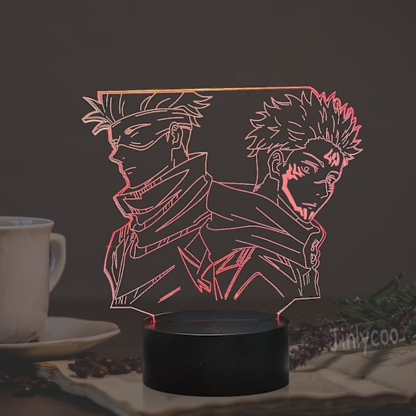 Anime Figur Satoru Gojo og Yuji Itadori Anime Lys til Børn, Jujutsu 3D LED Natlampe 16 Farver Fjernbetjening Børne Soveværelse Sengebord Lampe, Bordlampe