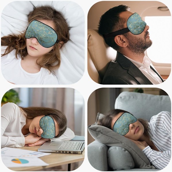 Sovmask Grön Blomma Van Gogh Målning Siden Sovmask Mjuk Ögonskugga för Män Kvinnor Pojke Flicka Flygresa med