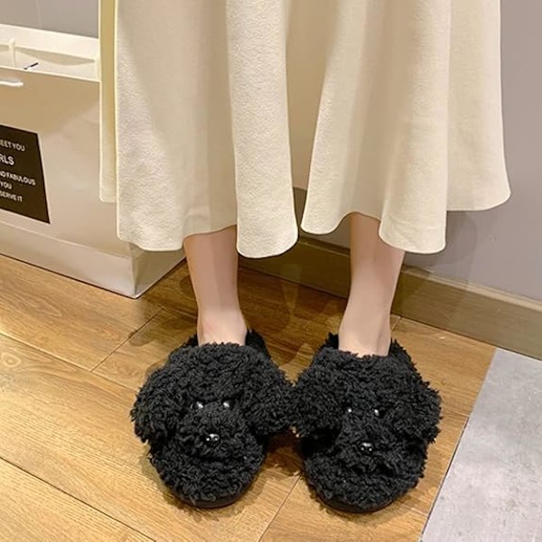Söt Teddy Djurtofflor Damtofflor Varma Minnesskum Bomull Mysig Mjuk Fleece Plysch Hemtofflor Inomhus Utomhus