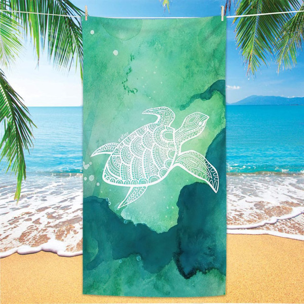 Turtle Beach Håndklæde, Mikrofiber Badehåndklæde Havskildpadde Gave, Sandfrit Hurtigtørrende Pool Håndklæder 31\" x 63\" Overdimensionerede Håndklæder til Yoga