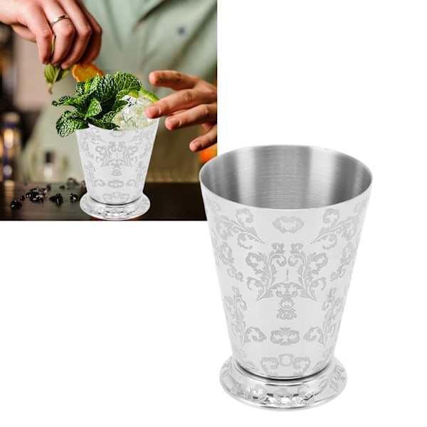 Cocktail drikkekopp 304 rustfritt stål sølvfarget Moscow Mule krus for barer Hjemmemønsterutskjæring Leaf