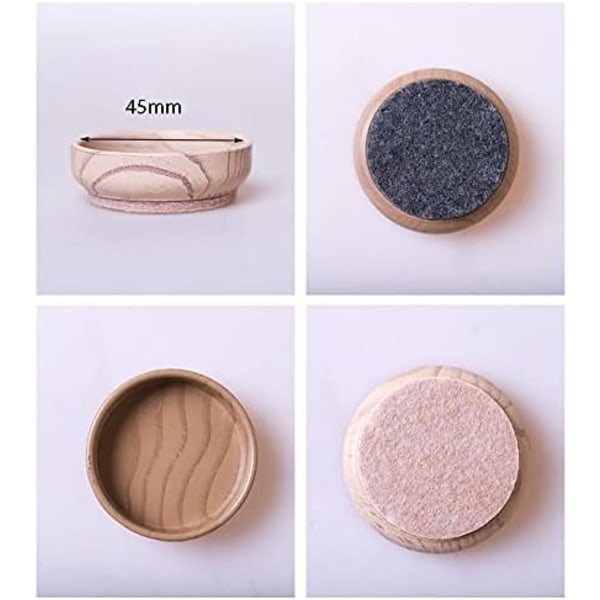 8 st Filtgolvunderlägg / Hjul - Skydda dina trälaminat-, trä-, kakel- och linoleumgolv från repor (Brun, 44mm) 45MM