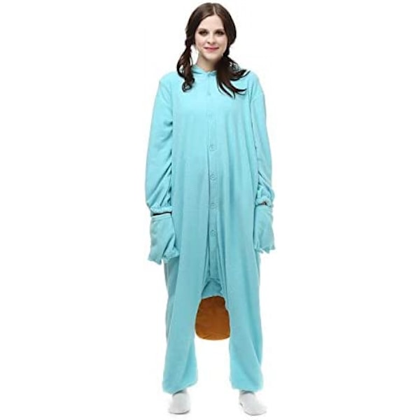 Unisex voksen kostumebold jul rollespil næbdyr et-stykke pyjamas blå, blød og behagelig uden at skade din hud.