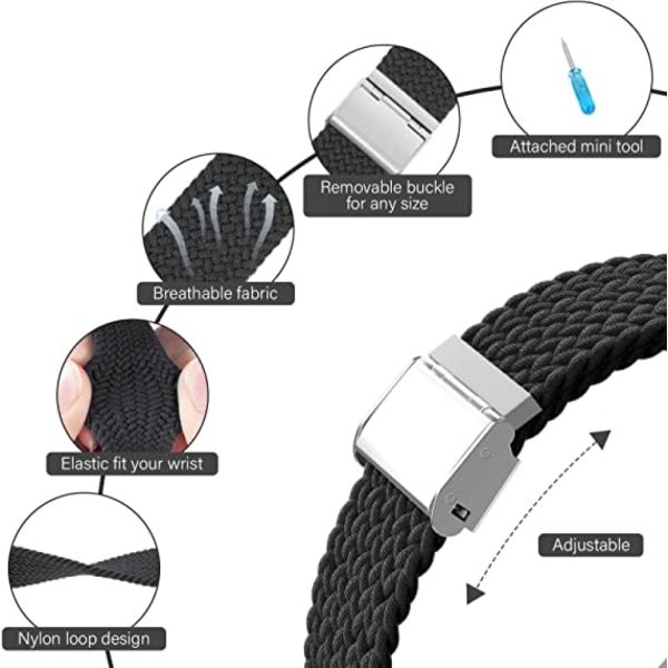 Joustava punottu silmukkaranneke Apple Watchille 38mm  40mm 41mm naisille/miehille, Solace Elastics Stretch Nylon Sport Strap ranneke iWatch-rannekkeille sarja