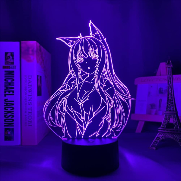 Anime Nekopara 3D Illusionslampe Fargerik Nattelys RGB 16 Farger med Fjernkontroll Soveromsdekor Akryl Bordlampe Barn Bursdag Julgaver