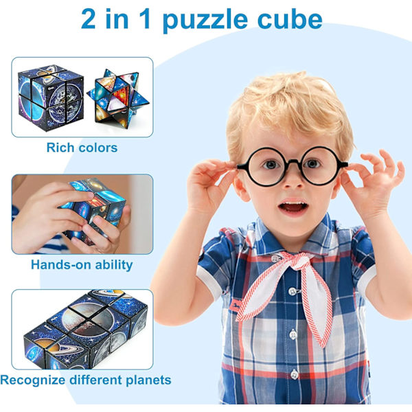 Stjärnkub, 2 i 1 Combo Infinity Cube Fidget Leksak Magisk Stjärnkub Slät Yta Magisk Kubpussel för Stress- och Ångestlindring Mini Leksaker