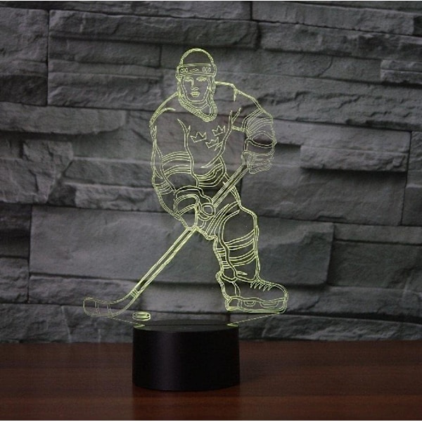 3D Play Ishockey Fjärrkontroll 16 Färger Nattlampor Illusion Akryl LED Bord Sänglampa Barn Sovrum Skrivbords Dekoration Födelsedagspresenter Leksak