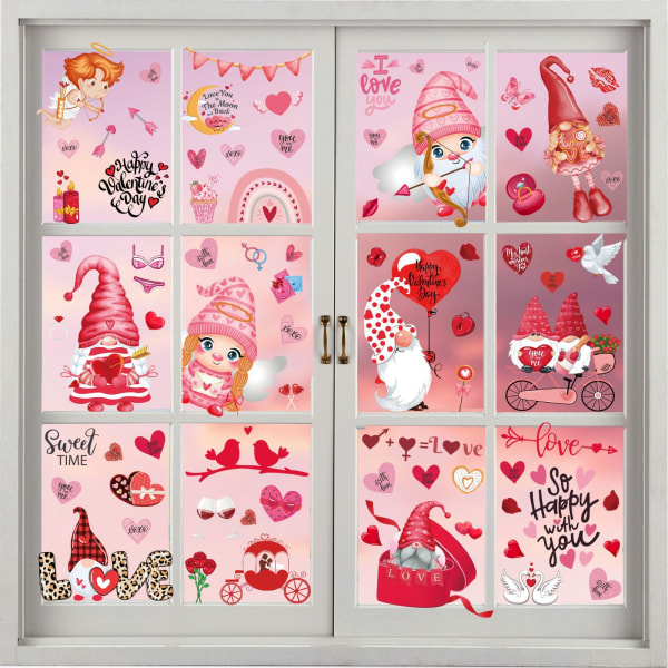 89st Alla hjärtans dag Window Clings Heart Static Stickers Dekal - Avtagbara Valentines Fönster Dekaler - Alla hjärtans dekorationer