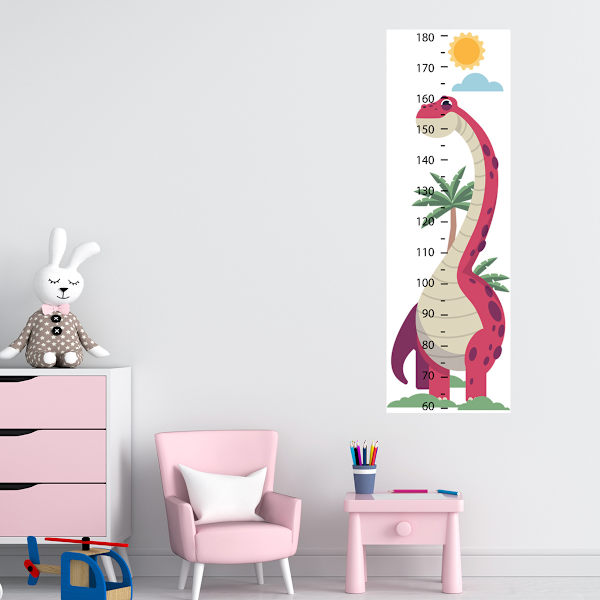 Korkeuskaavio Dinosauruskirjat Piirretty Kasvukartta Tarra Aurinko Seinätarra PVC Pituusmittaviivain
