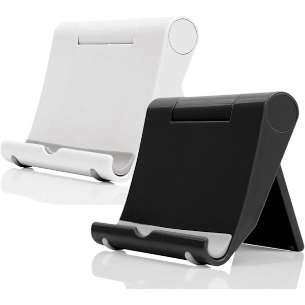 Mobiltelefonholder til skrivebord 2-pak Mobiltelefonholdere Desktop Tablet Stand, Foldbar telefonholder Universal justerbar Tablet Stand til skrivebord Black+White