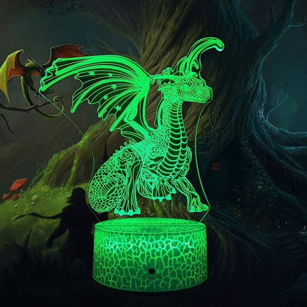 Dragon 3D Optisk Illusion Barnlampa 3D Nattlampa Sänglampa 16 Färger med Fjärrkontroll Dragon Leksaker som en Perfekt Födelsedagspresent för Pojkar och Flickor