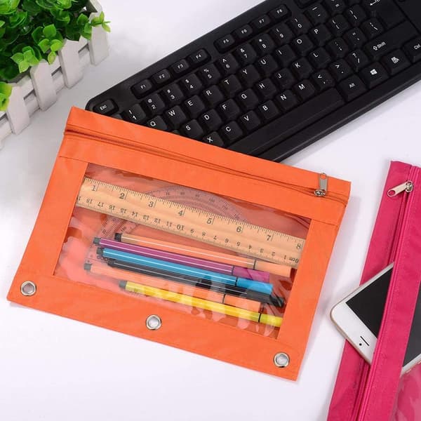 Blyantpose 3 Ring, Lynlås Blyantpose Etui Binder Kosmetikpung Sort 2 Pak 2Black