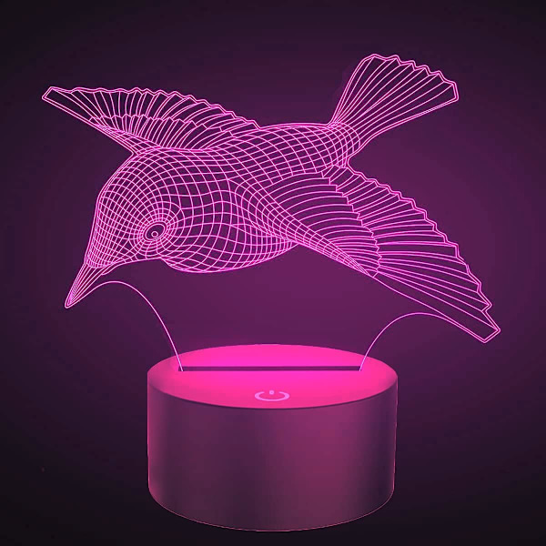 3D Fugl Natlampe Bordsklampe Optisk Illusion Lamper 7 Farveskiftende Lys LED Bordlampe Julegave Hjem Kærlighed Fødselsdag Børn Børn Dekoration Legetøj Gave