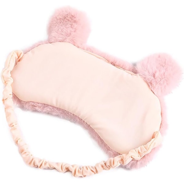 Mjuk Ögonmask för Sömn Söt Tecknad Katt Kanin Djur Pälsig Sovmask Halvt Ansikte Sovmask Ögonbindel Ögonskugga Ögonskydd för Tra
