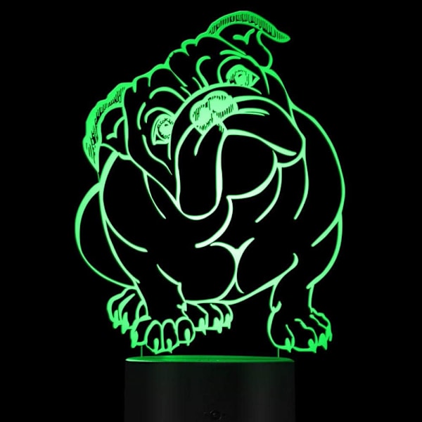 3D Fransk Bulldog Nattlampa Illusion 7 Färgväxlande Touch Switch Bordsskiva Dekorationslampor Akrylplatt ABS-bas USB-kabel Leksak (Buss)