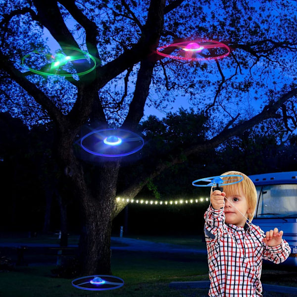Lysende LED Træk-UFO (Grøn)
