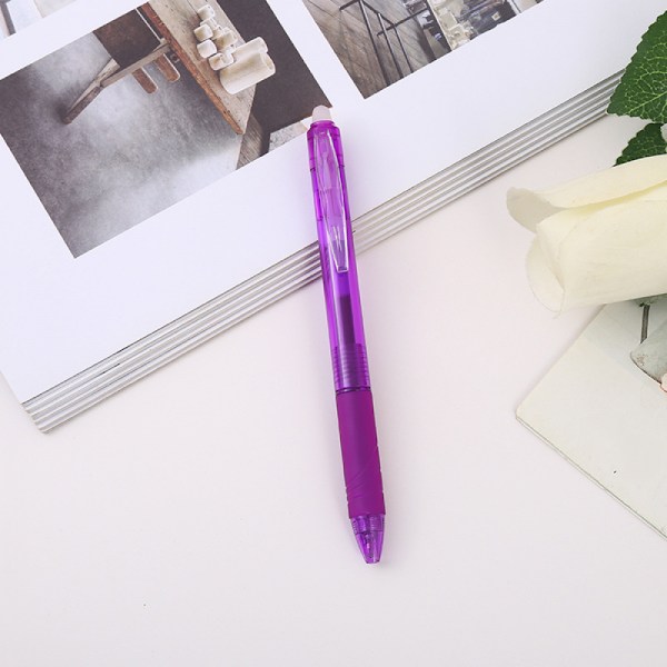 Pyyhittavä geelikyniä, vedettävä kynä, muste piirtämiseen, kirjoittamiseen, suunnitteluun ja ristisanatehtäviin 0,5 mm (violetti)