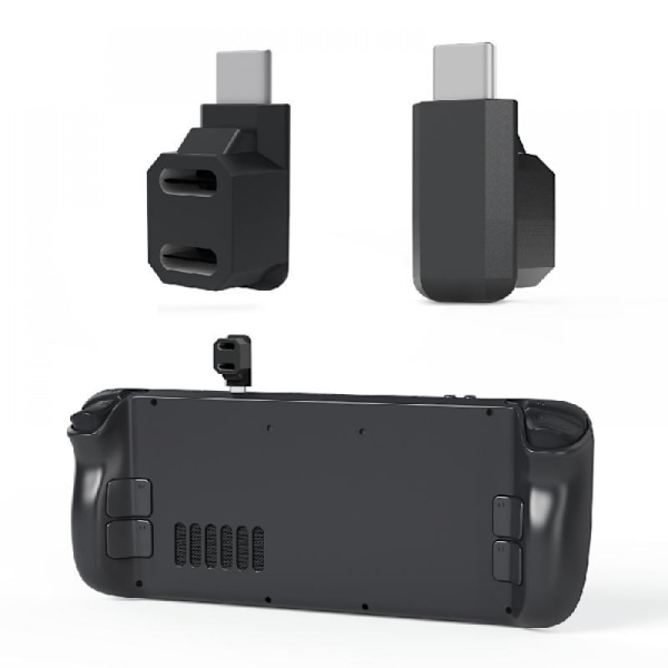 Steam Deckille sopiva 2-in-1-jatkoliitin Oikean kulman Type-C USB C -sovitin Uros-naaras Pelikonsolin lisävaruste