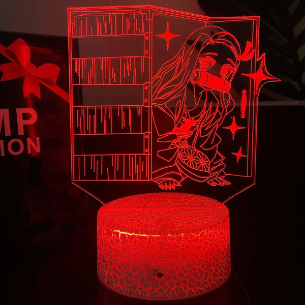 3D Illusions nattlys, Anime-lampe med 7 farger for barnegavene soverom dekor (Søt jente)