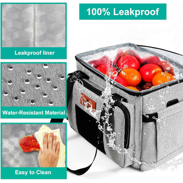 Lunchlåda för män, kvinnor Dubbeldäck Heavy Duty Storisolerad Taktisk Lunchväska Hållbar kylväska med axelrem för vuxna Arbets Picknick Roa Gray 15L