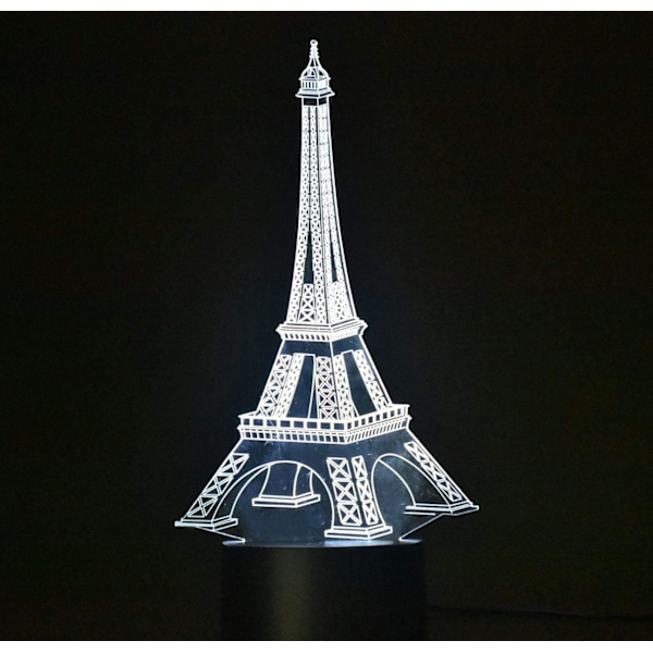 3D Nattlampa, 3D lampa 3D Illusion Nattljus 3D Flygplan Optisk Illusion Skrivbordslampa 7 Färger USB Touch Switch Skrivbordsnattlampa (Eiffeltornet)