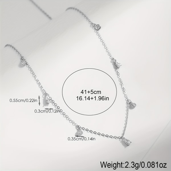 925 Sterling Silver litet zirkonhängande halsband 0.08oz 18k guldpläterat trendigt glänsande halsband för damer