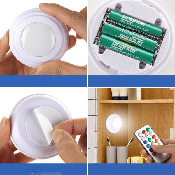 LED Puck Light 3 Pack with Remote | Wireless LED Under Cabinet Lighting | Under Counter Lights for Kitchen | Battery Operated Lights  Cabinet Light