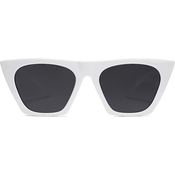 Overdimensjonerte firkantede Cateye-solbriller med polarisering for kvinner og menn Raw White Grey