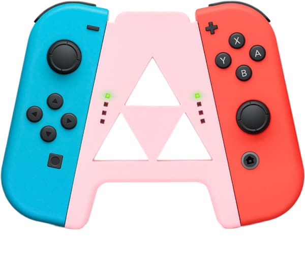 Slide Joy Con Ladestolpe for Switch/Switch OLED Potable Joy Con Lader Controller Komfort Håndtak Hurtiglading Mens Spill(Rosa)