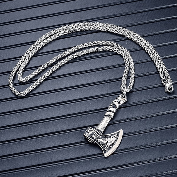 Viking Smycken Norse Yxa Talisman Hänge Halsband Kedja för Män och Kvinnor, Viking Smycken, Viking Halsband för Män