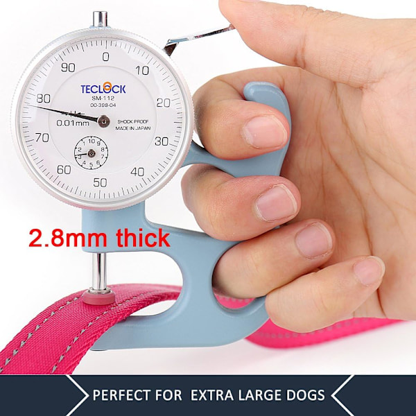 Pioneer Petcore™ Hundekobbel 6 fot lang, trafikpolstret to håndtak, kraftig, reflekterende doble håndtak bly for kontroll sikkerhetstrening, kobbel for store Pink 6FT
