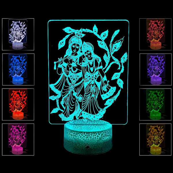 3D Illusion Natlys Lord Hanuman Statue Bedste Gaveidé Diwali til Venner & Familie - Cool Hjem Kontor Soveværelse Dekoration med Berøringsføler 16 Farver