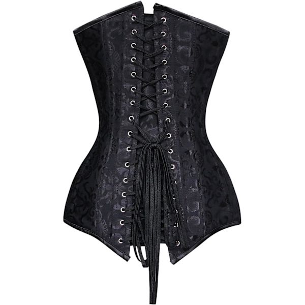 Kvinders 26 Stålbenet Bomuld Lang Overkrop Timeglas Kropsshaper Korset Satin Black 3XL