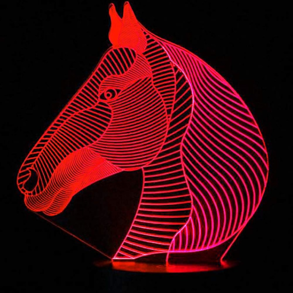 3D Hest Nattelys Bordskrive Optisk Illusjon Lamper 16 Farge Skiftende Lys LED Bordlampe Jul Hjem Kjærlighet Bursdag Barn Barn Dekor Leke Gave