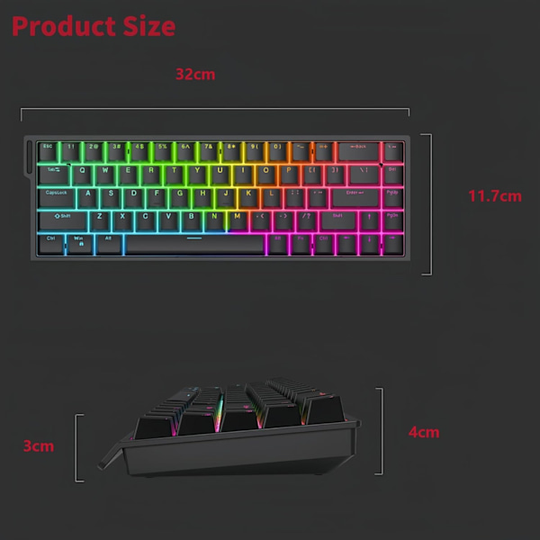 HE65 Rapid Trigger Spilkeyboard, 65% Magnetisk Switch Hall Effekt Keyboard Hot Swap Custom RGB Hyper-Hurtig Justerbar Aktivering Kabelforbundet